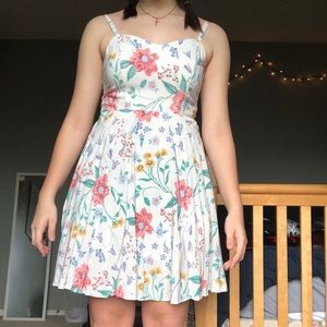 Spring floral print white dress